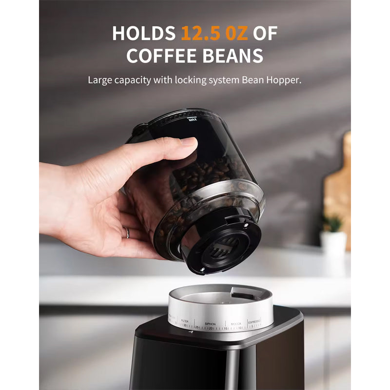 New Conical Burr Coffee Grinder Electric For Espresso With Precision Electronic Timer, Touchscreen Adjustable Coffee Bean