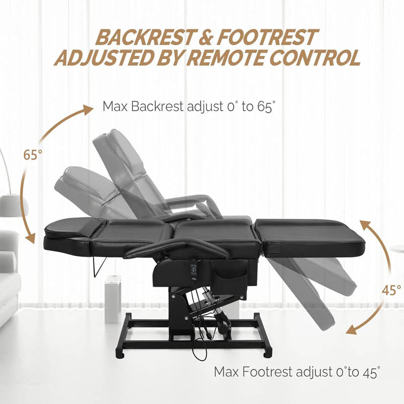 Electric Facial Chair Full Electrical Massage Table Height Backrest Footrest Adjustable, for Beauty Barber Spa