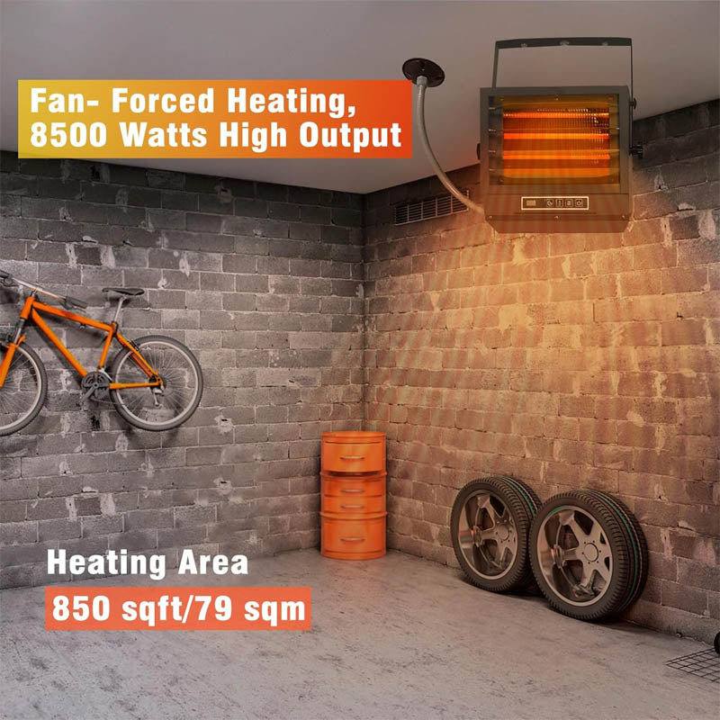 8500W Electric Garage Heater 240v with Remote Control 8-Hour Timer Ideal for Workshop ETL Listed