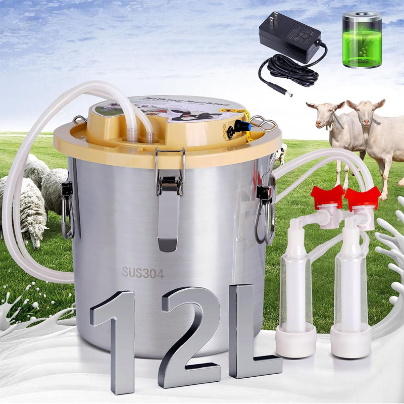 Electric Milking Machine 12 L 304 Stainless Steel Bucket Portable Milker Adjustable Suction