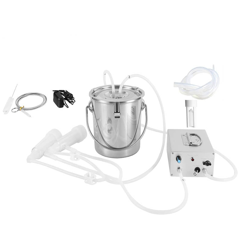 3L Electric Milking Machine 304 Stainless Steel Bucket with Speed Adjustable Pulsating Pump Check Valve & Clean Brush