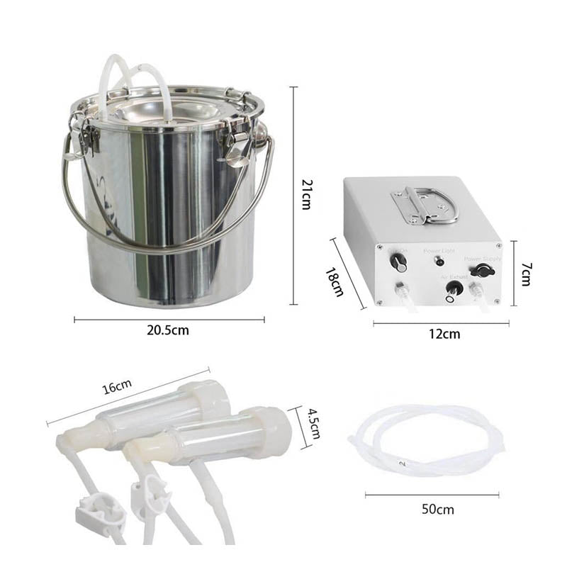 7L Electric Milking Machine 304 Stainless Steel Bucket with 2 Teat Cups Stainless Steel Bucket for Goat