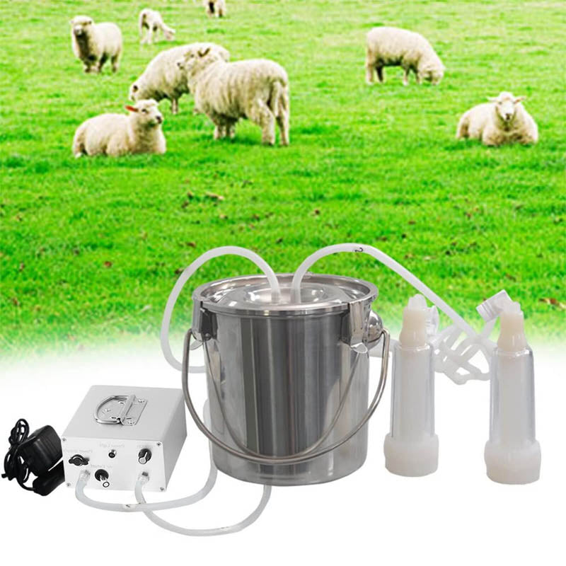 7L Electric Milking Machine 304 Stainless Steel Bucket with 2 Teat Cups Stainless Steel Bucket for Goat