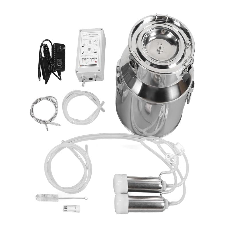 14L Electric Cow Milking Machine 304 Stainless Steel Bucket Portable Plug-in Pulsating Vacuum Pump