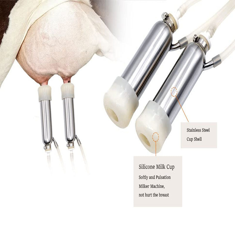Electric Milking Machine 3 L 304 Stainless Steel Bucket Electric Automatic Pulsation Vacuum Milker with 2 Teat Cups