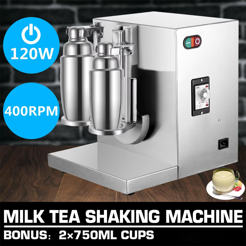 High Quality Two Cups Bottle Shaking Machine Milkshake Machine 2 In 1 Shaker 400r Per Minute Stainless Steel Commercial Bubble Shake