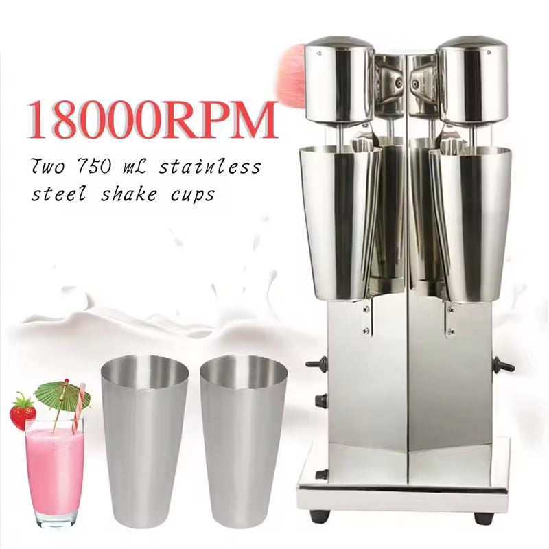 Electric Milkshake Machine Stainless Steel Milk Shake Machine Double Head Drink Mixer Make Milks Foam/Milkshake Bubble Tea Machine