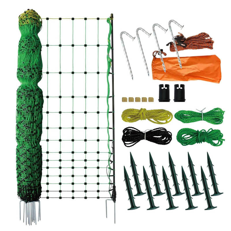 Electric Netting 47.3” x 98.5’ with Posts & Double-Spiked Stakes, Utility Portable Mesh for Chickens, Ducks, Geese, Rabbits