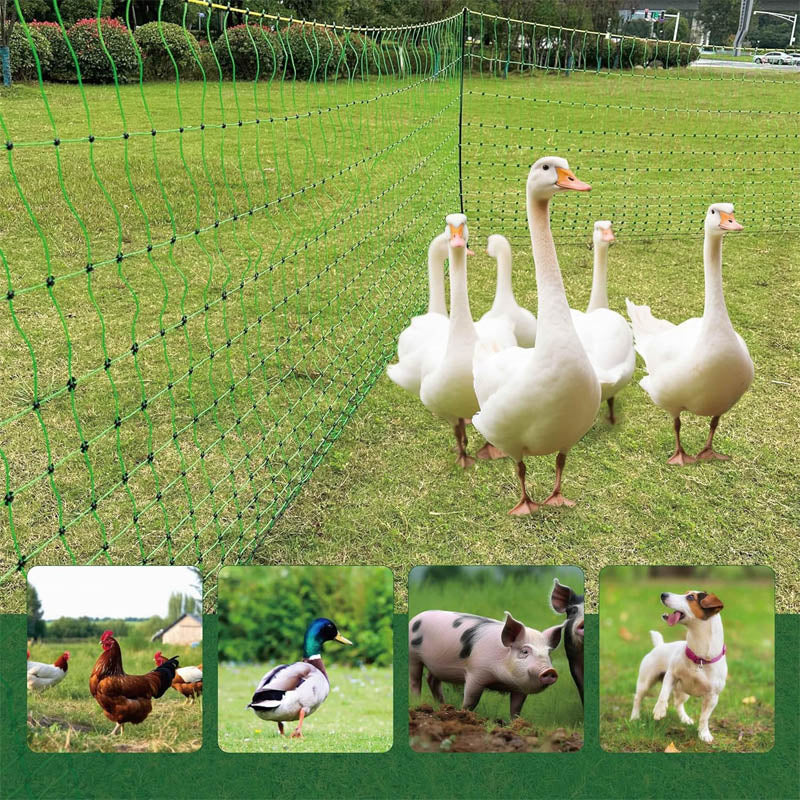 Electric Netting 47.3” x 98.5’ with Posts & Double-Spiked Stakes, Utility Portable Mesh for Chickens, Ducks, Geese, Rabbits
