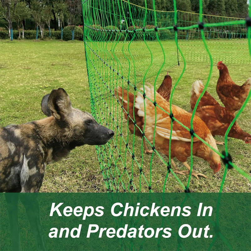 Electric Netting 47.3” x 98.5’ with Posts & Double-Spiked Stakes, Utility Portable Mesh for Chickens, Ducks, Geese, Rabbits