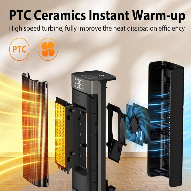 16 inch Electric Space Heaters with Thermostat Remote Control 60°Oscillating 4 Modes 12h Timer