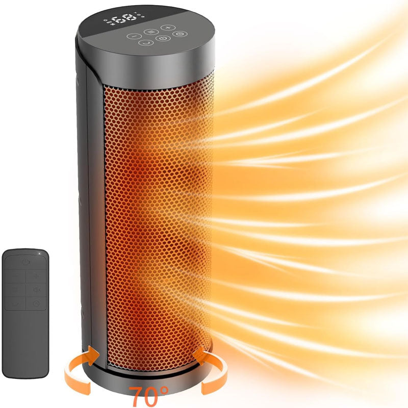 17 Inchs Electric Space Heater with Thermostat Remote Control 70° Oscillating 12H Timer 1500W Quiet PTC Ceramic Heating