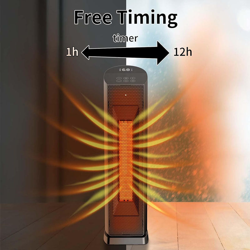 24 inch Electric Space Heaters 90° Oscillating Tower Electric Heater 1500W Quiet PTC Ceramic Heating with Thermostat for Office Home