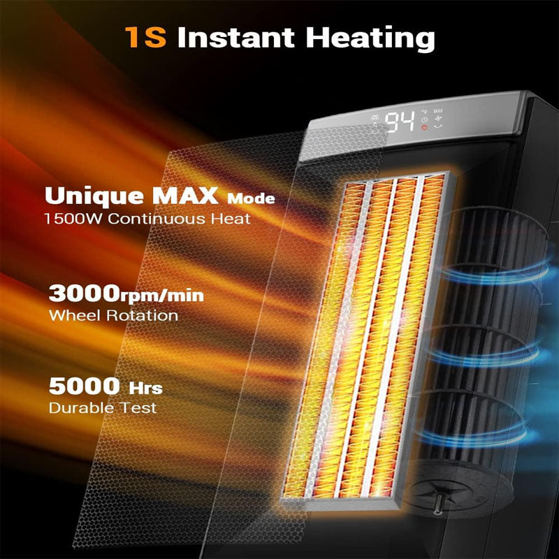 Electric Space Heaters 1500W Fast Heating 5 Modes 24Hrs Timer Electric & Portable Ceramic Heaters with Thermostat