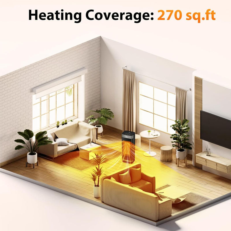 16 inch Electric Space Heaters with Thermostat Remote Control 60°Oscillating 4 Modes 12h Timer