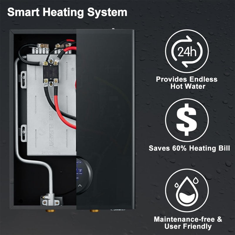 Tankless Hot Water Heater 18kw Digital Temperature Display & Easy Installation & 24-Hour Water Supply