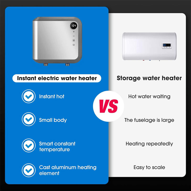 7KW 120V Tankless Water Heater Electric Use a Self - Adjusting Rotatable Digital Display Silver