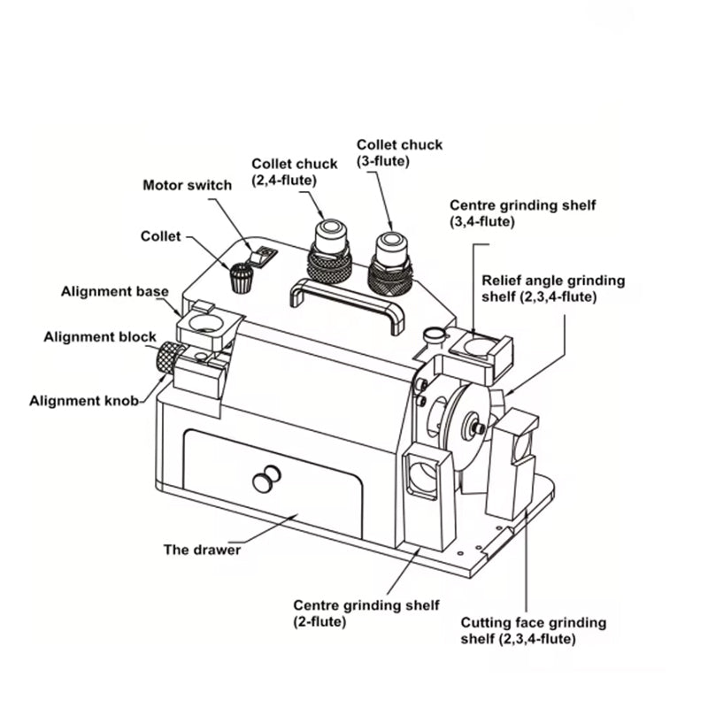 Mr-X1 Hot Selling Small End Mill Re-Sharpener Sharpening Grinder Machine 4-14mm For 2 3 4 Flute