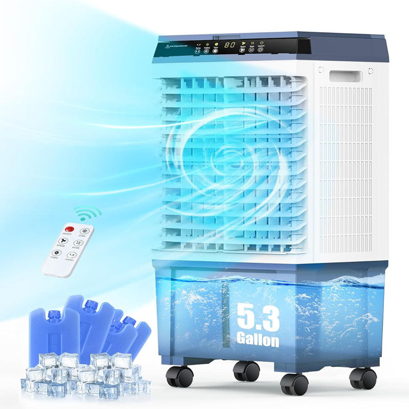 Evaporative Cooler 1800CFM Swamp Cooler with 12H Timer, 110° Oscillation Indoor/Outdoor Use