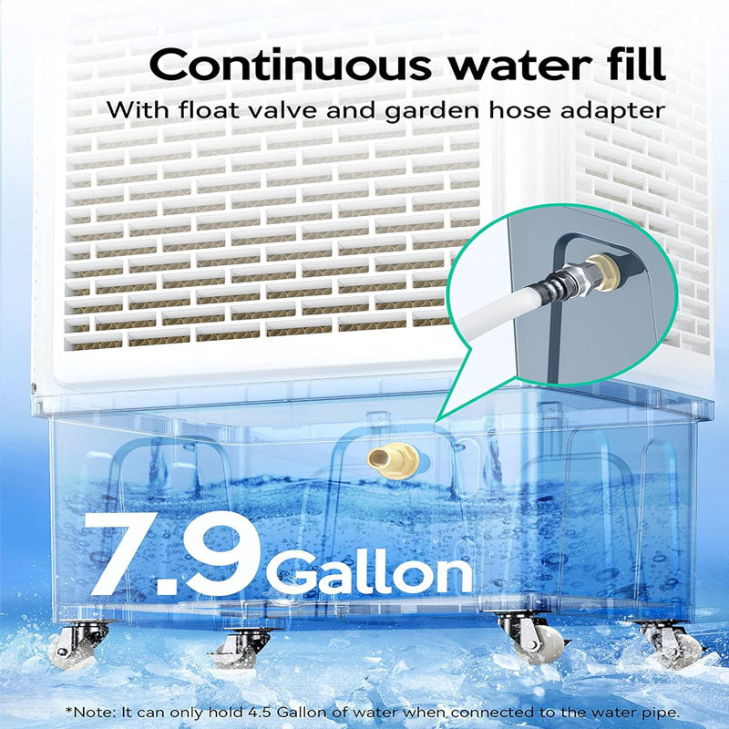 Evaporative Cooler 2100CFM Air Cooler 120° Oscillating Swamp Cooler with Adjustable 3 Speeds and 12 H Timer, 8 Gal Portable Air Cooler for 700 Sq.ft, Indoor/Outdoor Use
