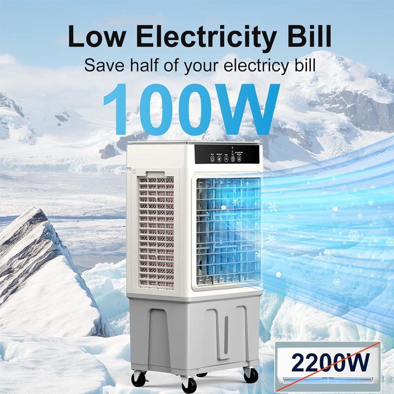 2200CFM vaporative Air Cooler 120° Oscillating Swamp Cooler with Remote Control 24H Timer 3 Modes & Wind Speeds 5.3Gallon