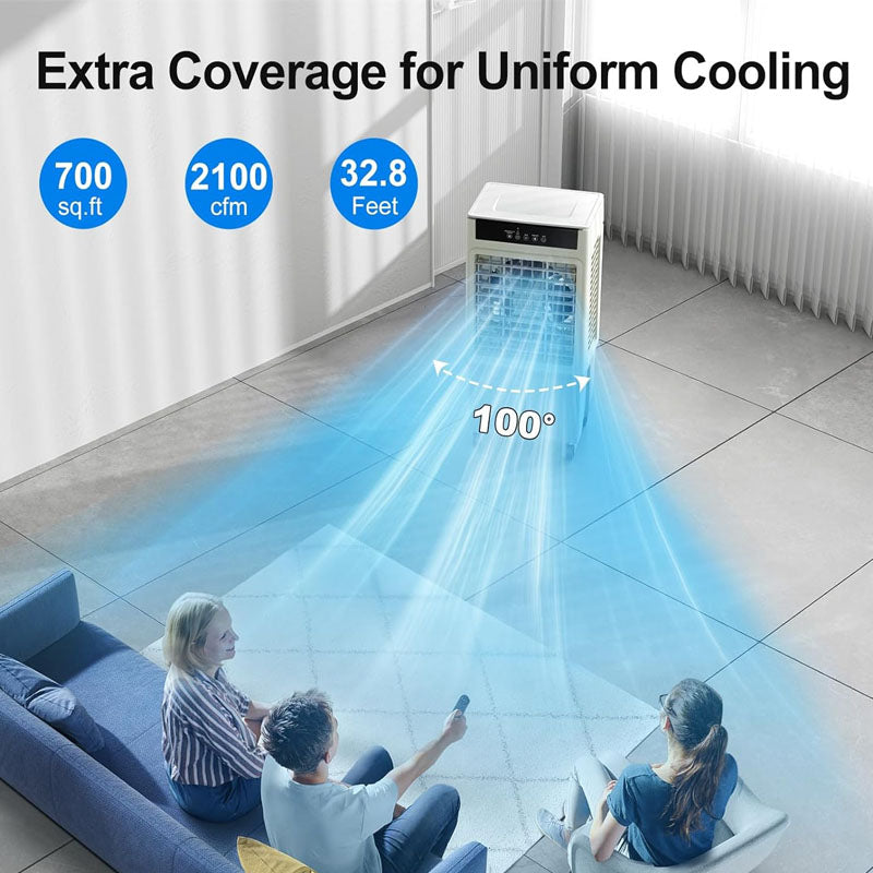 2200CFM vaporative Air Cooler 120° Oscillating Swamp Cooler with Remote Control 24H Timer 3 Modes & Wind Speeds 5.3Gallon