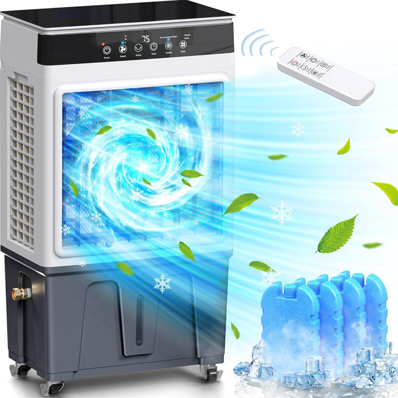 3800CFM Evaporative Cooler 3-in-1Swamp Cooler with 7.6Gal Water Tank 120° Oscillation 3 Speeds 3 Modes 12H Timer Portable Air Conditioner for Indoor&Outdoor