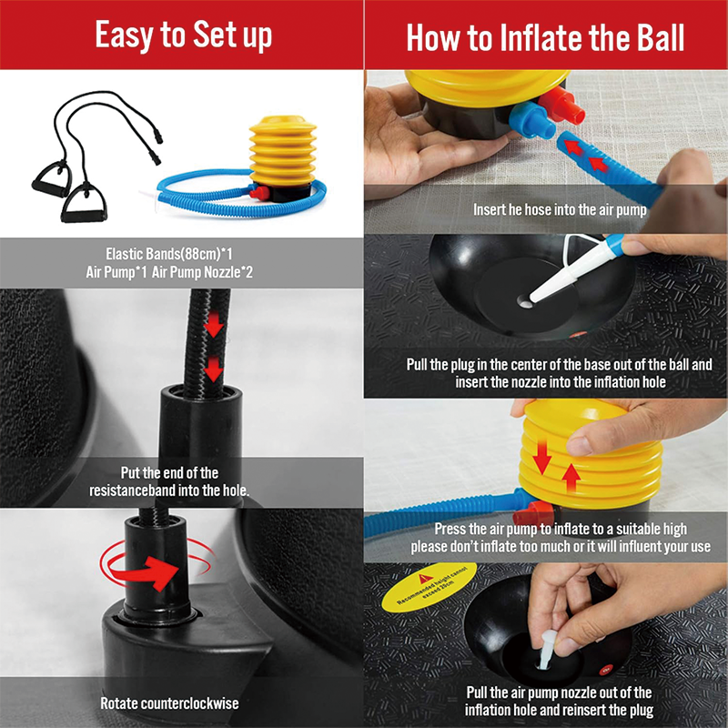 23 inch Balance Half Exercise Ball Trainer, Yoga Ball with Resistance Bands and Pump Improve Core and Ab Strength with Full Body Home Gym Workouts Or Fitness Training