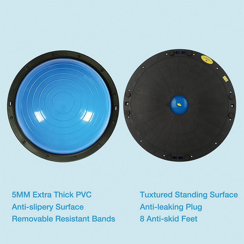 Half Balance Ball Trainer, Yoga Ball with Resistance Bands and Pump, Strength Exercise Fitness for Home Gym Workout Equipment