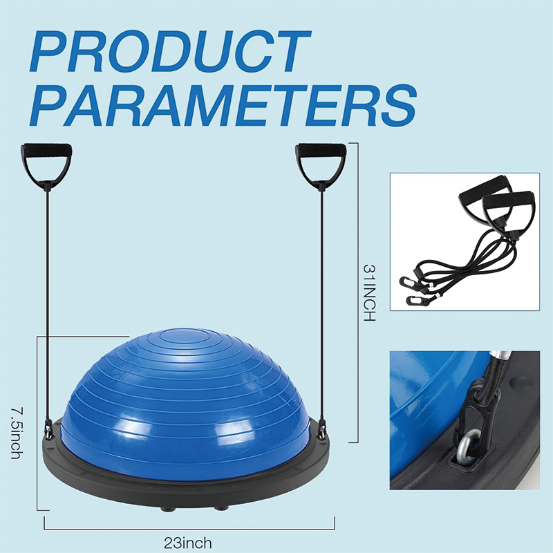 Half Balance Ball Trainer, Yoga Ball with Resistance Bands and Pump, Strength Exercise Fitness for Home Gym Workout Equipment