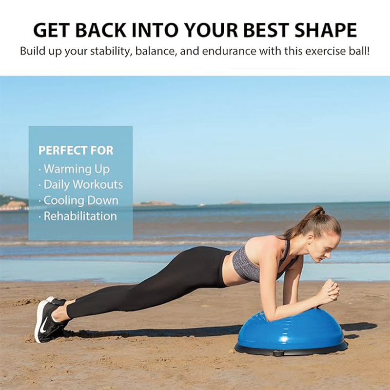 Balance Ball Trainer with Resistance Bands and Foot Pump, Inflatable Yoga Ball for Home Gym Workouts, 23 Inch Exercise Half Ball for Balance Training Core Strength Fitness More,660lbs Stability Ball