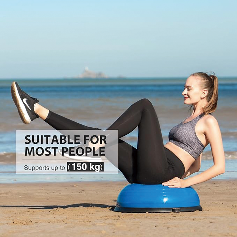 Balance Ball Trainer with Resistance Bands and Foot Pump, Inflatable Yoga Ball for Home Gym Workouts, 23 Inch Exercise Half Ball for Balance Training Core Strength Fitness More,660lbs Stability Ball