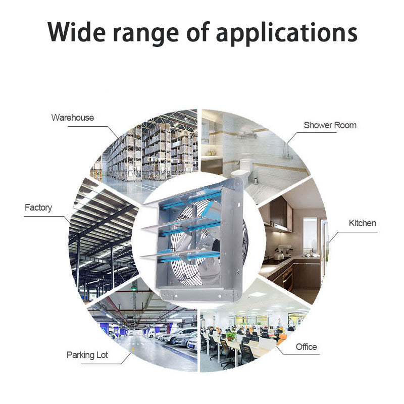 Square Industrial Exhaust Fan, 12 Inch Kitchen Shutter Exhaust Fan, Suitable For Garage And Shop, Attic Ventilation