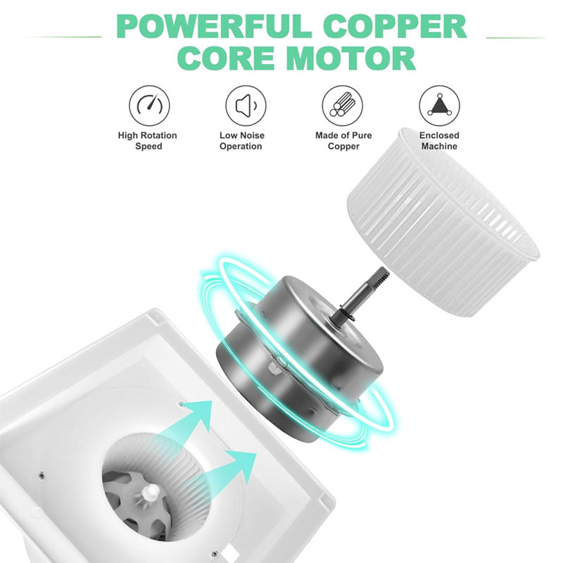 Lighted Bathroom Exhaust Ventilator, 164 CFM 0.7Sones Quiet Ceiling Ventilation Fan, 6000K 12W LED, White