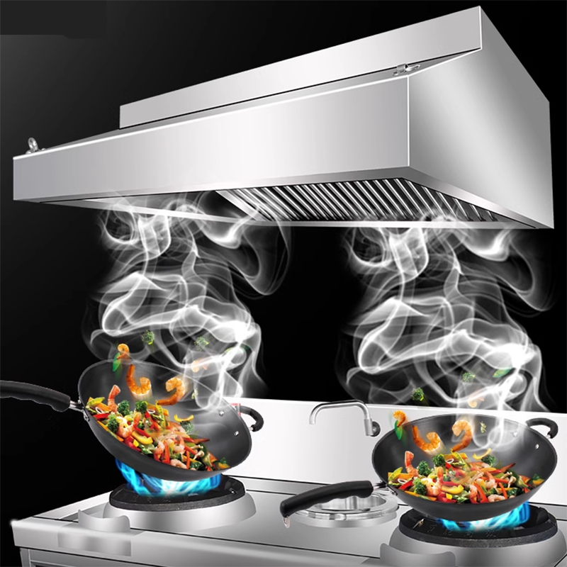 Exhaust Hood Commercial Range Hood Thickened Stainless Steel Exhaust Hood Large Suction Fan Canteen Restaurant Kitchen Dedicated