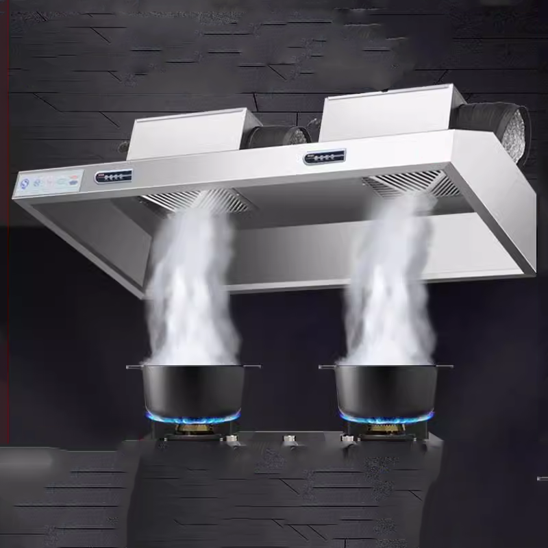 150-80 Double Fan 680 Watt Exhaust Hood All-In-One Commercial Kitchen Fried Chicken Shop Smoke Collection Stainless Steel Exhaust Hood