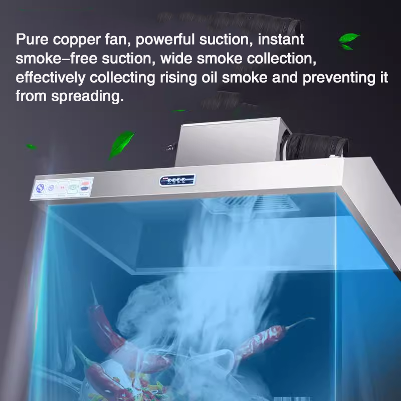 150-80 Double Fan 680 Watt Exhaust Hood All-In-One Commercial Kitchen Fried Chicken Shop Smoke Collection Stainless Steel Exhaust Hood