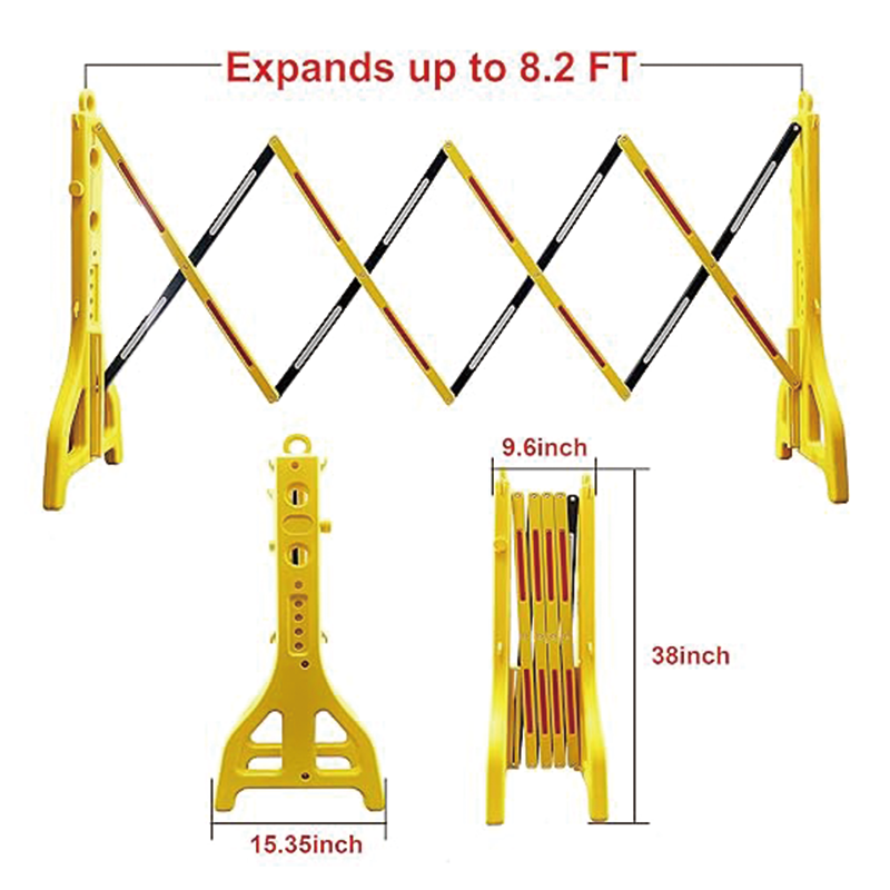 Expandable Mobile Barricade,Portable Water Filled Expanding Safety Barrier Gate Outdoor Plastic Retractable Traffic Fence Flexible Crowd Control Barriers Guard,Extensible to 8.2FT