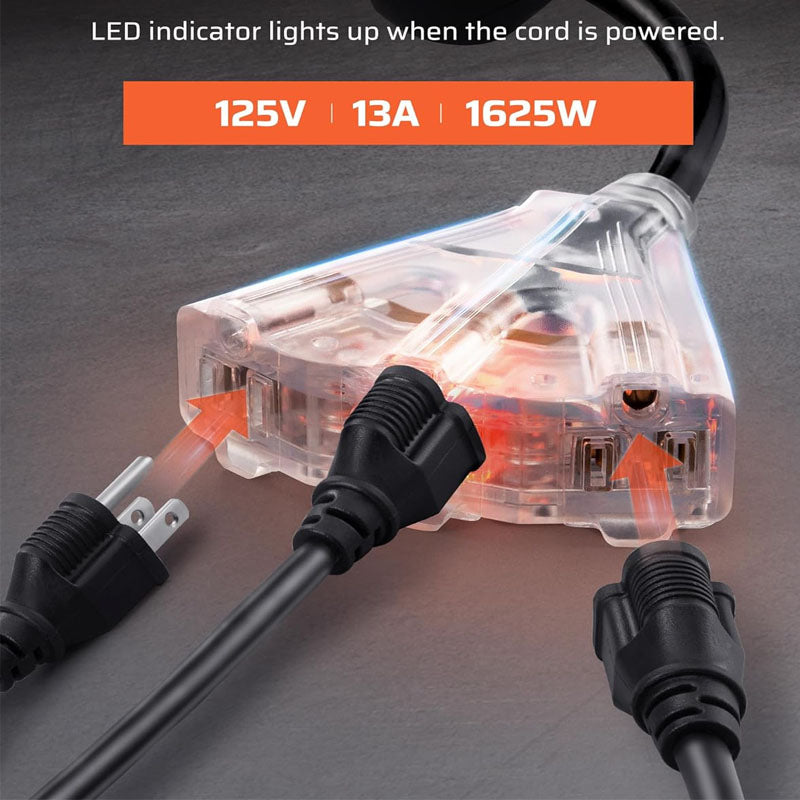 50ft Retractable Extension Cord Reel 50 FT Heavy Duty Power Cord 14AWG/3C SJTOW 13 Amp Circuit Breaker