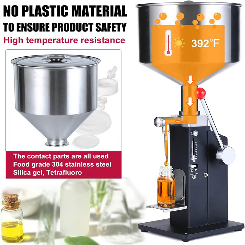 Filling Machine Hopper Liquid, Bottle 100ml Manual Filling machine for Milk Water Juice Essential Oil Shampoo Cosmetic