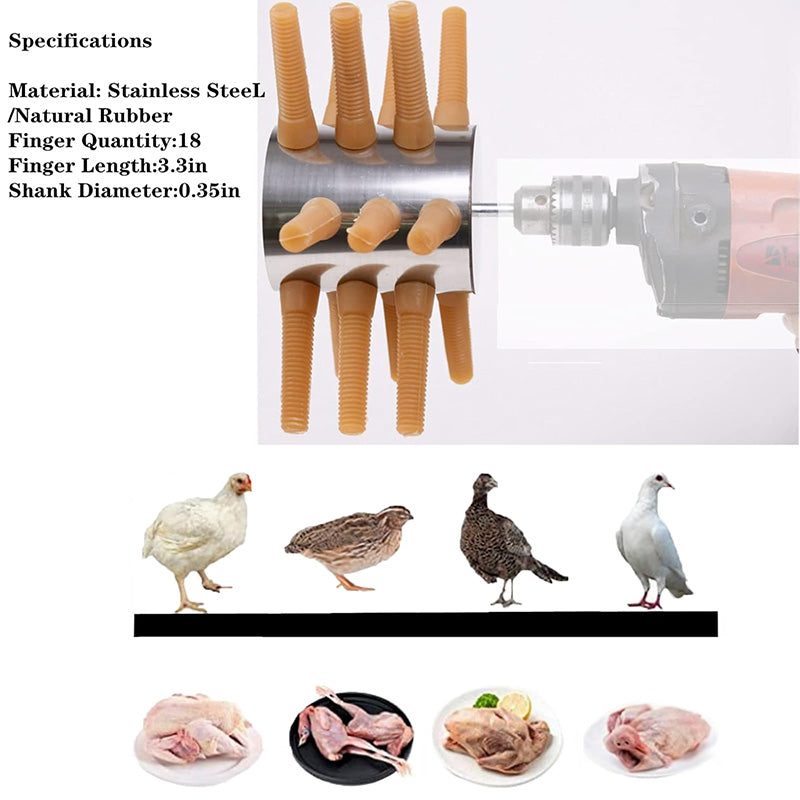 Chicken Plucker 18 Fingers Chicken Plucker Machine Drill Attachment Stainless Steel Chicken Plucker Machine