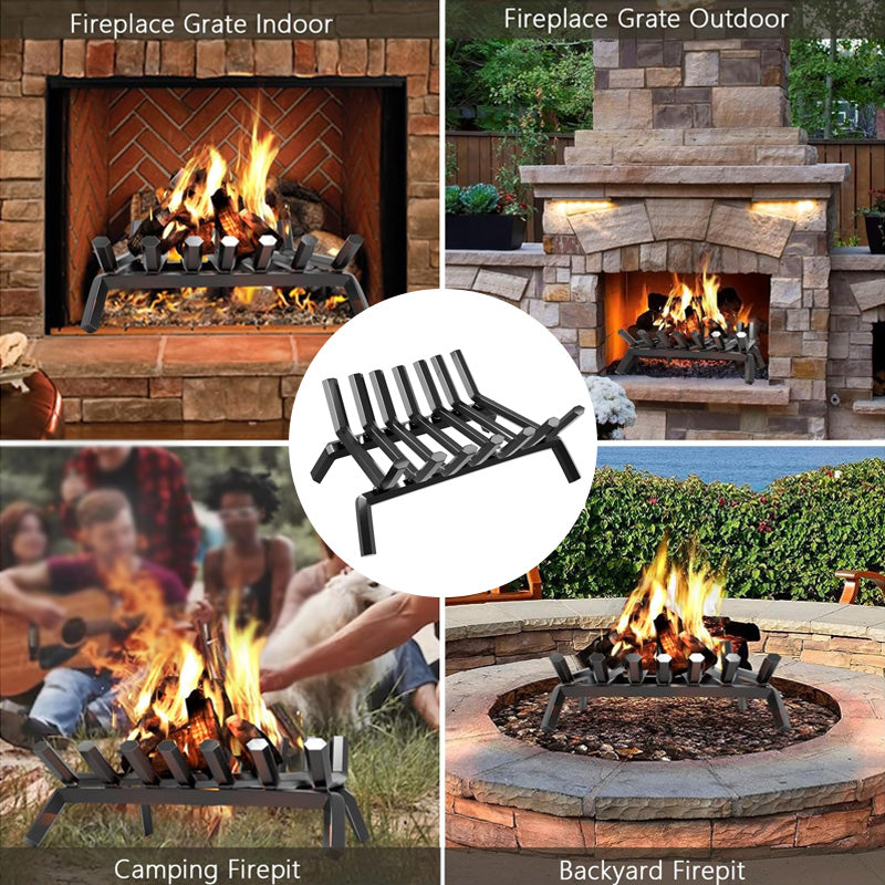 Fireplace Grate 24" Wide Heavy Duty Solid Steel Fireplace, Outdoor Burning Rack