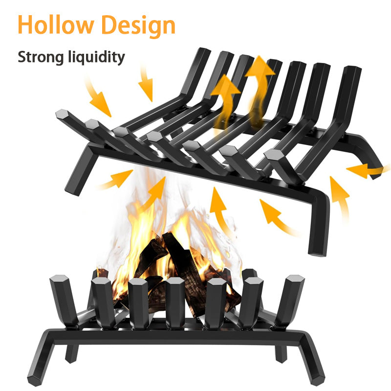 Fireplace Grate 24" Wide Heavy Duty Solid Steel Fireplace, Outdoor Burning Rack