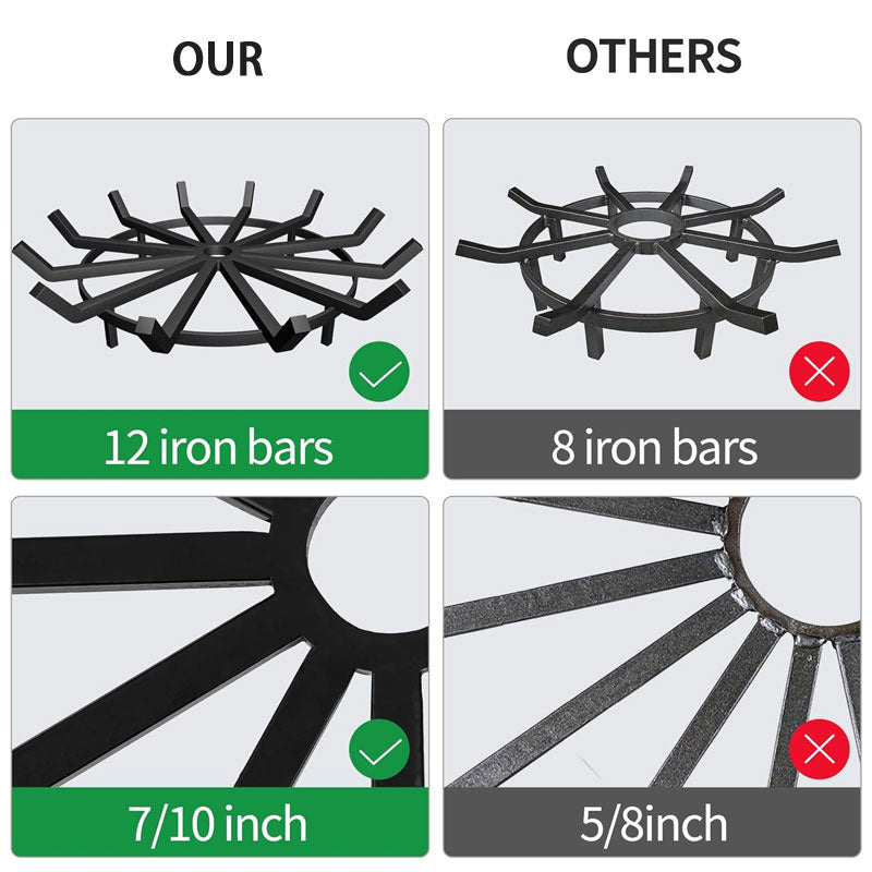 24 Inch Fire Grate Wood Grate Wrought Iron Fire Pit, Bar Fireplace Stove Burner Rack Bracket 4 Leg Chimney Hearth