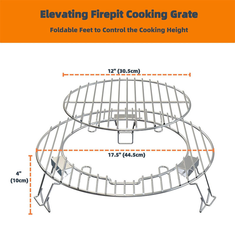 Fire Pit Cooking Grate, 19.5 Inch Stainless Steel Grill, For Outdoor Campfires, Fire Pit Accessories