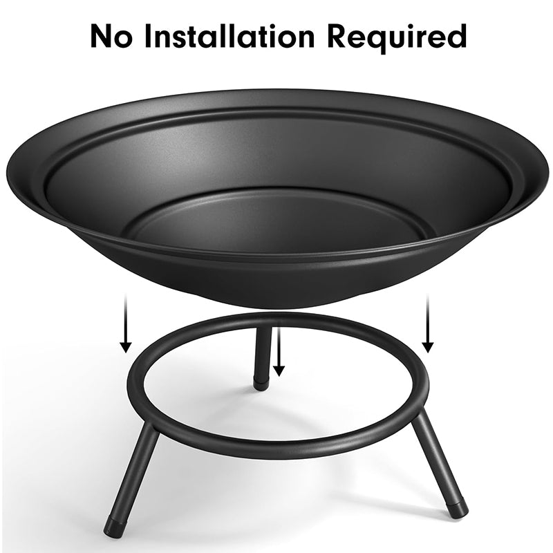 Heavy Duty Metal Grate Fire Pit Wood Burning Fire Bowl 22.6in with Fireplace Extra Deep Large Round Outside Backyard Deck Camping