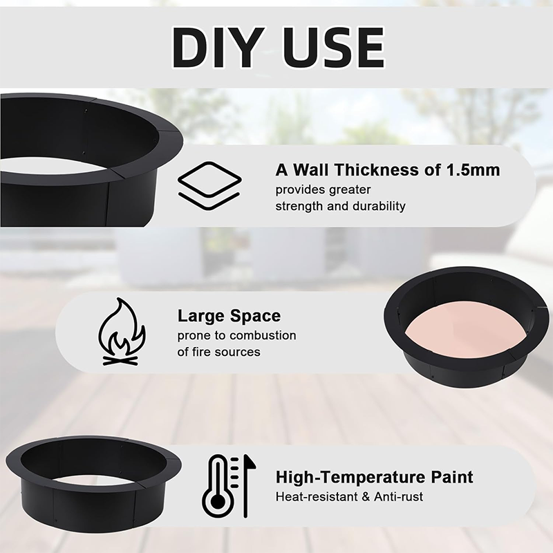 Fire Pit Ring, 42 Inch Outer/36 Inch Inner Diameter Fire Pit Liner,1.5 Mm Thickness Fire Pit Insert, Diy Fire Ring On, In-Ground, Smokeless Bonfire Liner For Outdoors