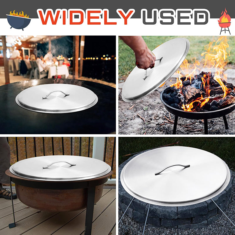 Stainless Steel Fire Pit Burner Cover for 19'' Diameter Burner Pan Fire Pit Lid Round 22 Inch Fire Pit Ring Lid