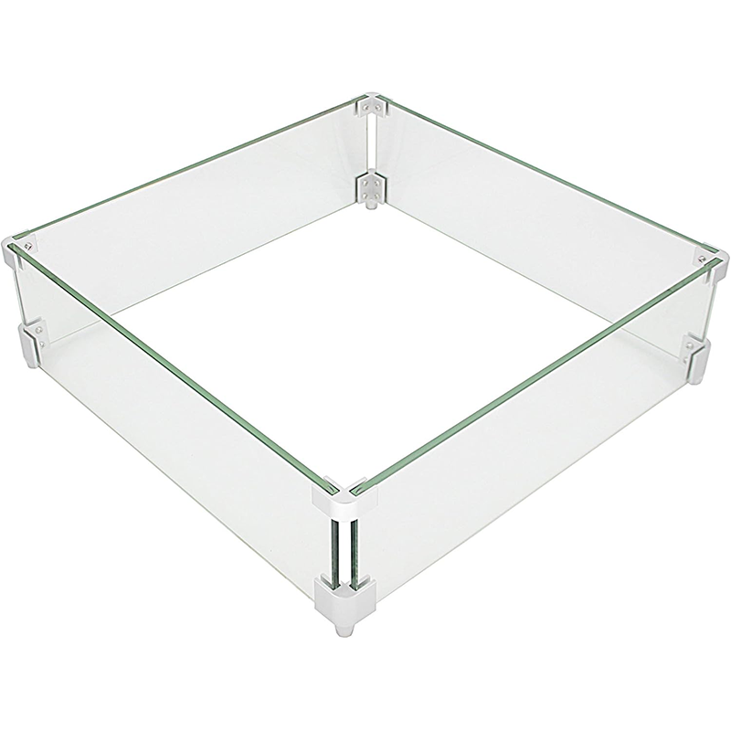 Fire Pit Wind Guard,Fire Pit Draft Shield ,20 x 20 Inch Fire Pit Draft Shield ,Square ,8mm Thickness ,Fire Pit Glass Draft Shield
