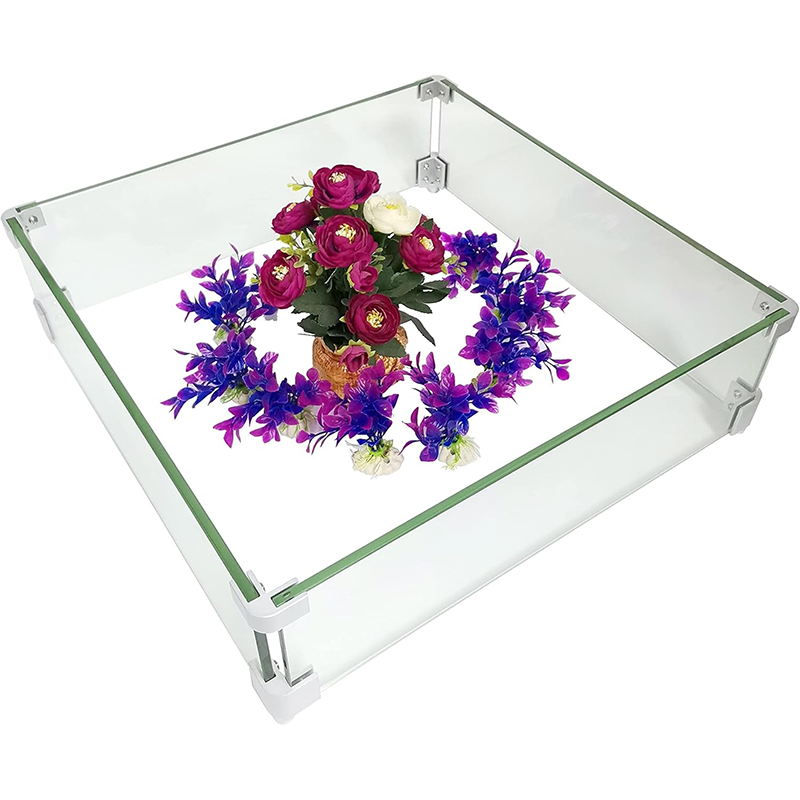 Fire Pit Wind Guard,Fire Pit Draft Shield ,20 x 20 Inch Fire Pit Draft Shield ,Square ,8mm Thickness ,Fire Pit Glass Draft Shield